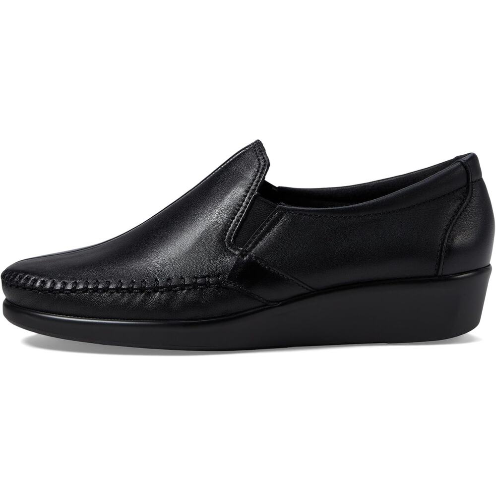 SAS Womens Dream Comfort Loafers US 8 Black Leather Hand Laced Moccasin NIB - Picture 2 of 13